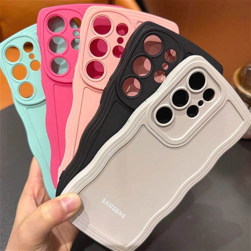 Big Wave Liquid Silicone Case For Samsung Galaxy S26 S25 S24 S23 S22 S21 S20 Ultra Plus S21 S20 FE Shockproof Plain Soft Cover