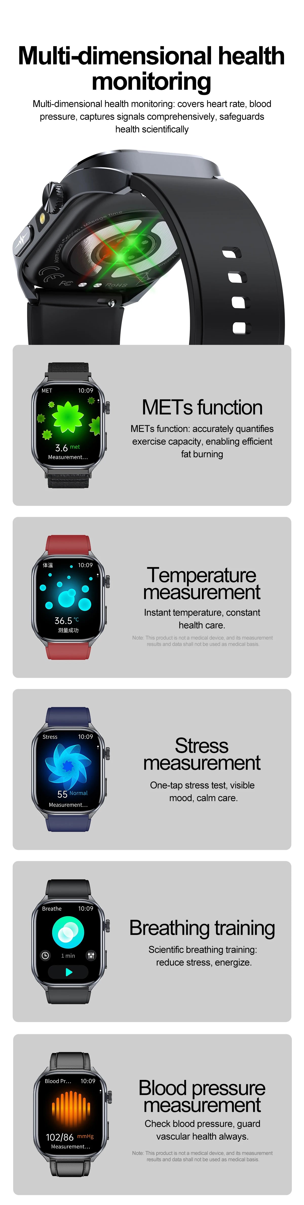 2026 New Accurate ECG Smart Watch Heart Health Analysis Blood analysis Blood Lipid Blood Pressure BT call Smart Watches For Men