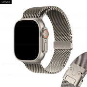 URVOI Band for Apple Watch Ultra 4 3 2 Series 12 11 10 SE3 Stainless Steel Mesh Strap for iWatch Secure Parachute Buckle 46 49mm