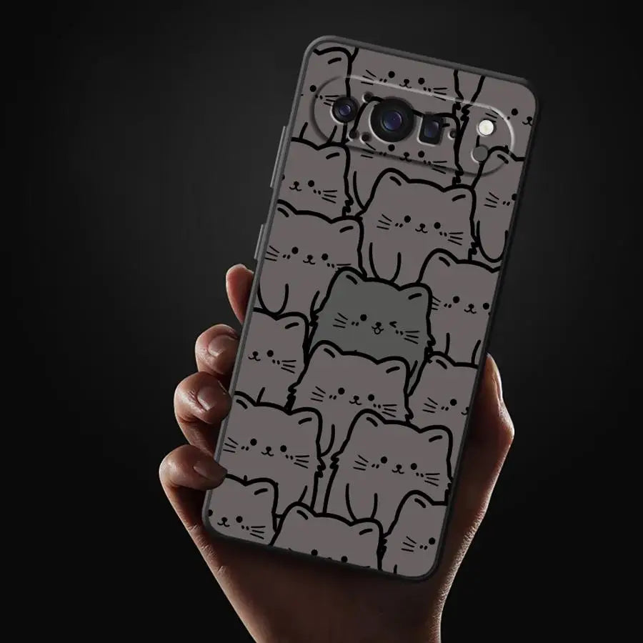 Case for Google Pixel 9a 8a 7a 10 9 Pro XL 6 7 8 Pro 6a Funda Phone Cover Cartoon Cute Cat