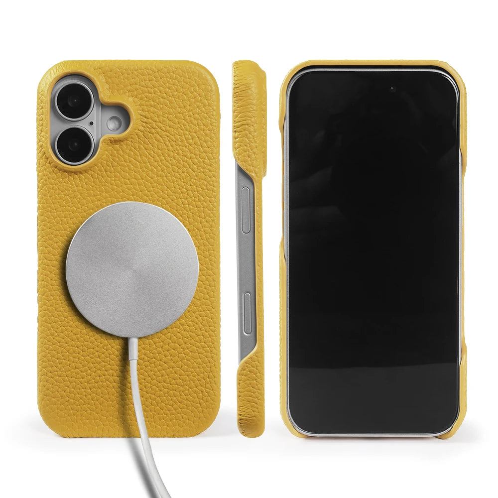 For Magsafe Lychee Pattern Genuine Leather Case for iphone 17 Pro Max Air 16 17e 16e 15 14 Plus 13 12 Mini Phone Case Back Cover