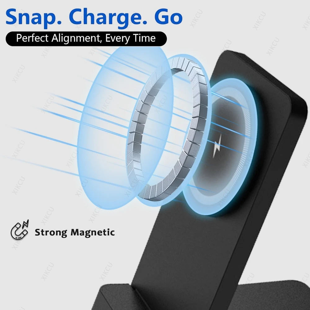 Foldable Magnetic Wireless Charger Phone Holder Stand For Magsafe iPhone 17 16 15 14 13 12 Pro Max Samsung Fast Charging Station