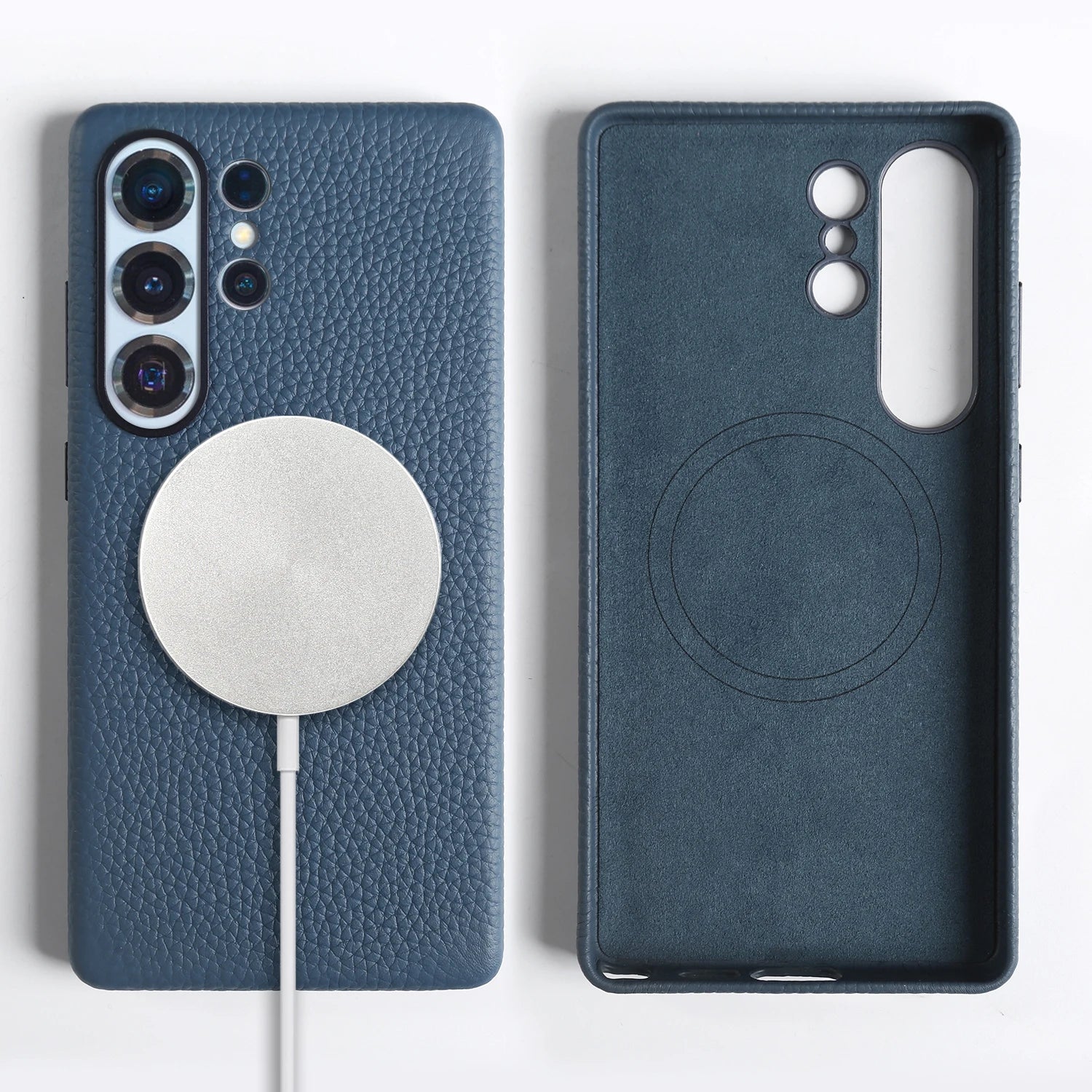 For Magsafe Magnetic Lychee Genuine Leather Case For Samsung Galaxy S26 S25 Plus S24 FE S21 S22 S23 Ultra Back Cover Phone Case