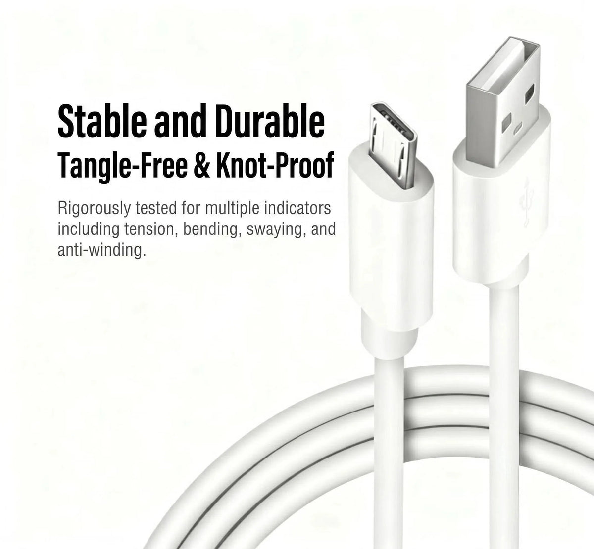 FINEKEEP 1M/2M/3M Thickened Micro USB A Cable Fast Charging & Data Sync Cord for Android Phones Security Cameras Tablets