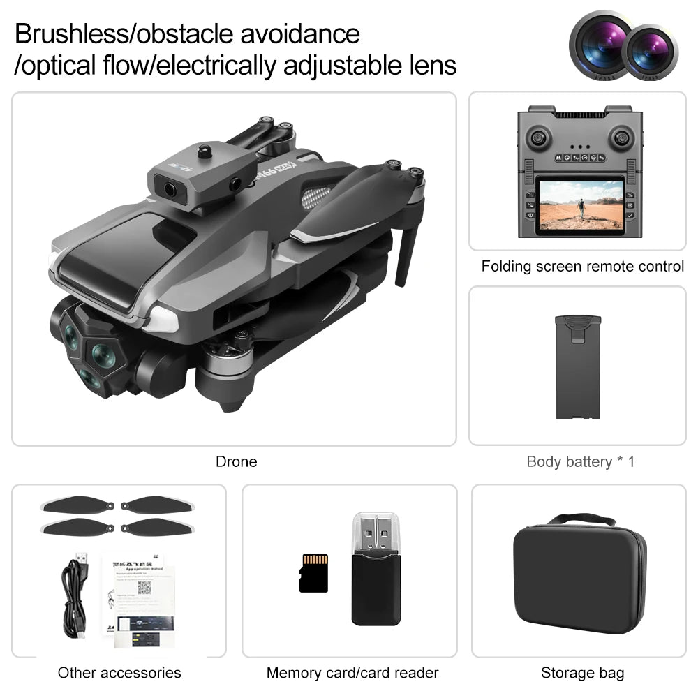 M66 Triple Battery Brushless Drone - Screen Remote Gesture Control Zoom Photography Smart Obstacle Avoidance New Model