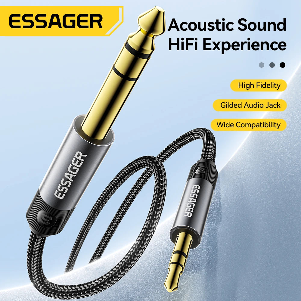 Essager Jack Audio Cable 3.5mm Male to 6.5mm Male Audio Aux Cable For iPhone Xiaomi Headphones Speaker TV Laptop MP3 Wire Cord