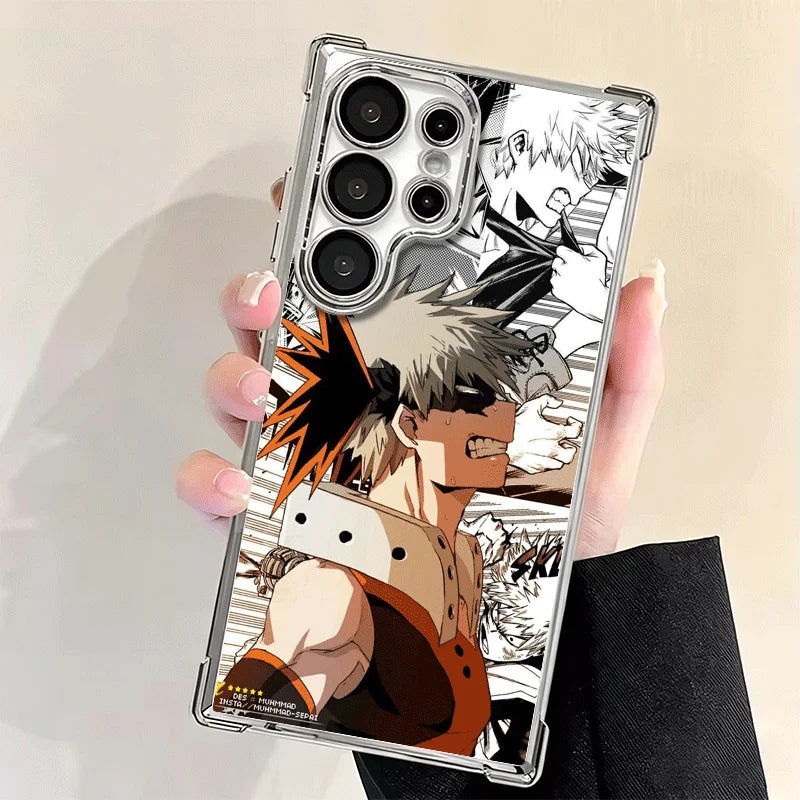 MHA My Hero Bakugou Katsuki Plating Phone Case For Samsung Galaxy S25 S26 Edge S24 S23 Ultra S22 S21 Plus S20 FE Anti-Fall Prote