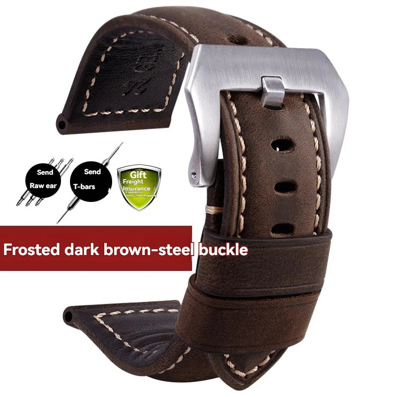 For Panerai Fossil SEIKO TISSOT Watchband Genuine Leather Bracelet male Frosted cowhide Strap Watch band 22 24mm 26m Accessories