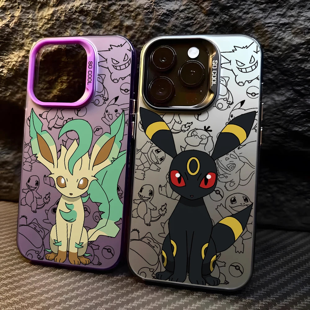 Cartoon Pokemons Umbreons Phone Case for Samsung Galaxy S26 S25 Edge S24 S23 S22 S21 FE S20 Ultra Plus 5G Silver Hard Cover