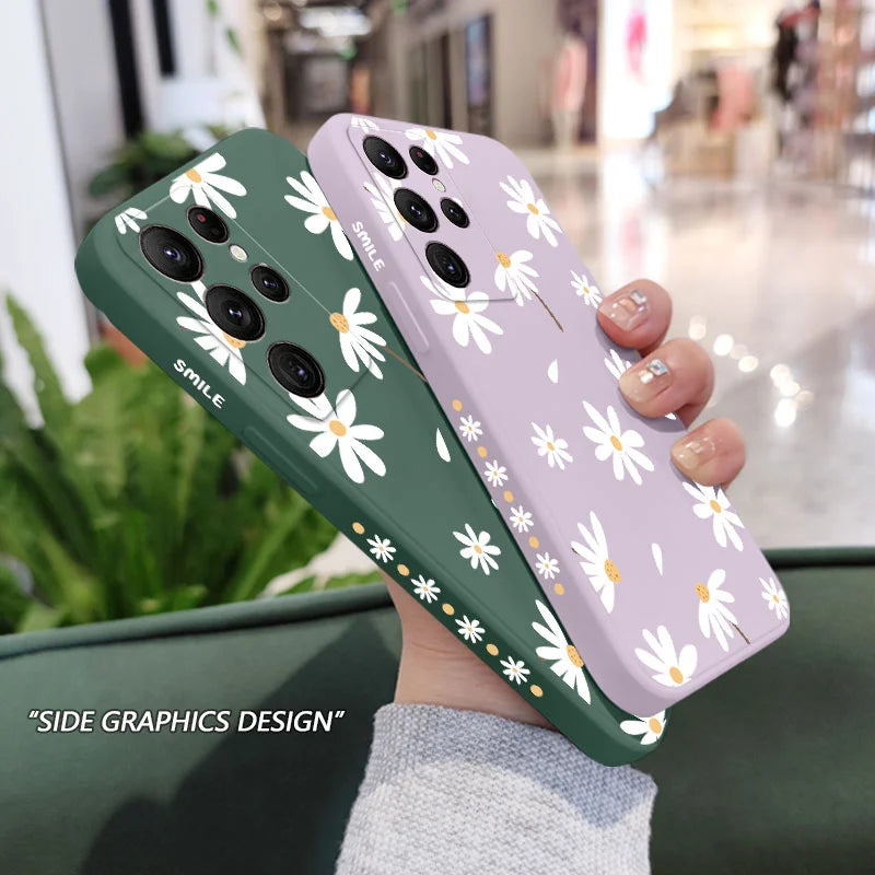 Plain Daisies Phone Case For Samsung Galaxy S25 S24 S23 S22 S21 S20 S10 S10E Ultra Plus FE Note 20 Ultra Plus Cover