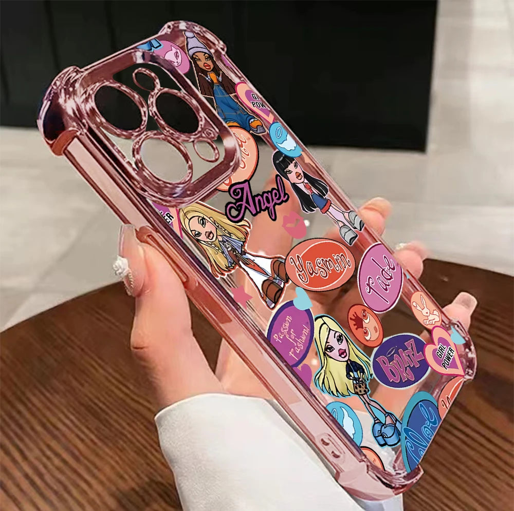 B-Bratz-S Leopard Plating Phone Case For Samsung S26 S25 S24 S23 S22 S21 S20 FE Note20 Edge Plus Ultra 4G 5G Anti Fall Airbag