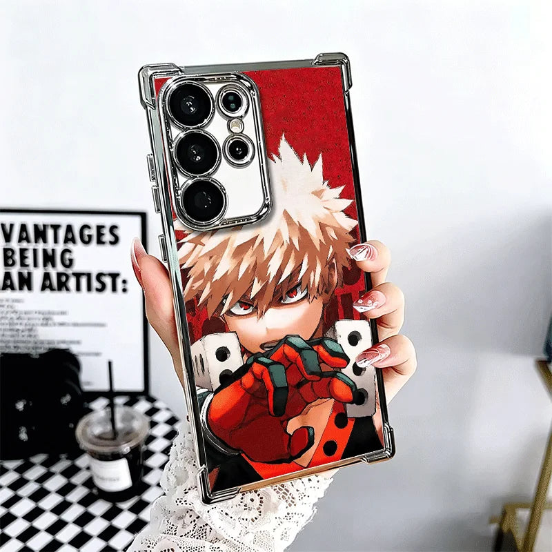 MHA My Hero Bakugou Katsuki Plating Phone Case For Samsung Galaxy S25 S26 Edge S24 S23 Ultra S22 S21 Plus S20 FE Anti-Fall Prote