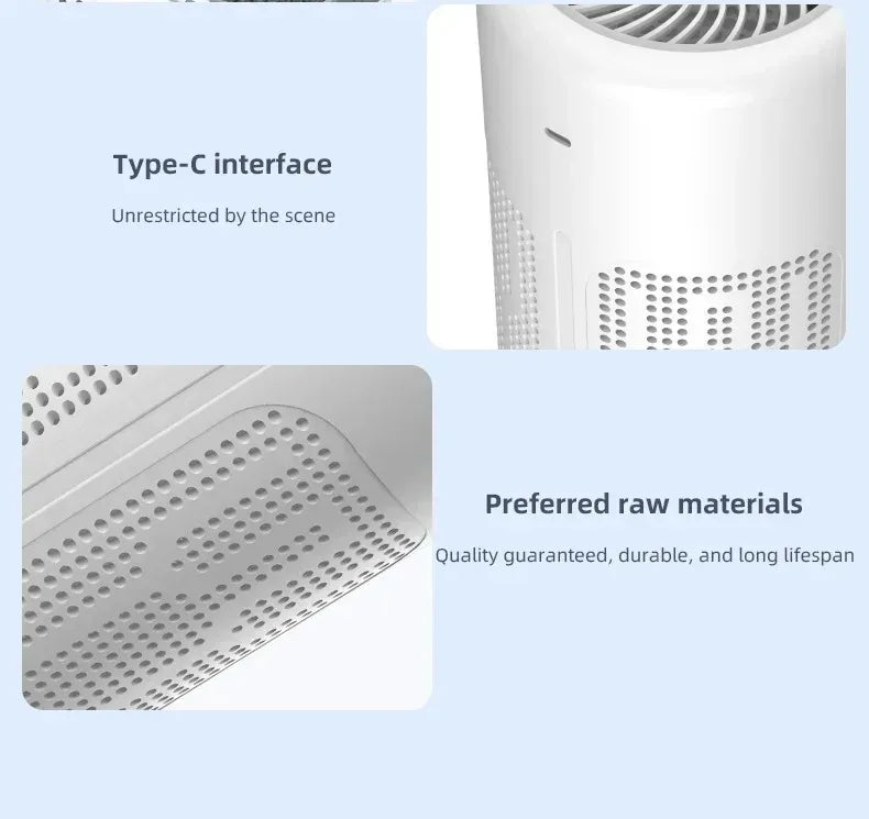 Mini Desktop Air Purifier Portable Air Cleaner HEPA Filter Freshener Odor Remover Compact Air Quality Improvement Devic