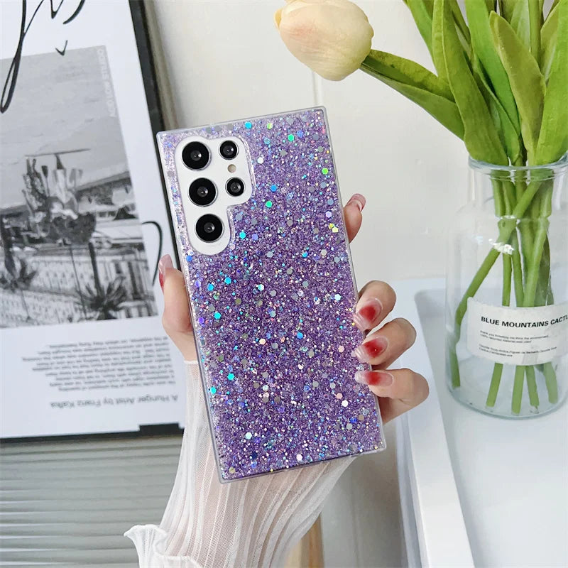 Shining Sequins Cases For Samsung Galaxy S25 S24 S23 S22 S21 S20 FE Plus Note 20 Ultra A13 A33 A53 A73 A22 A32 A42 A52 A72 Cover