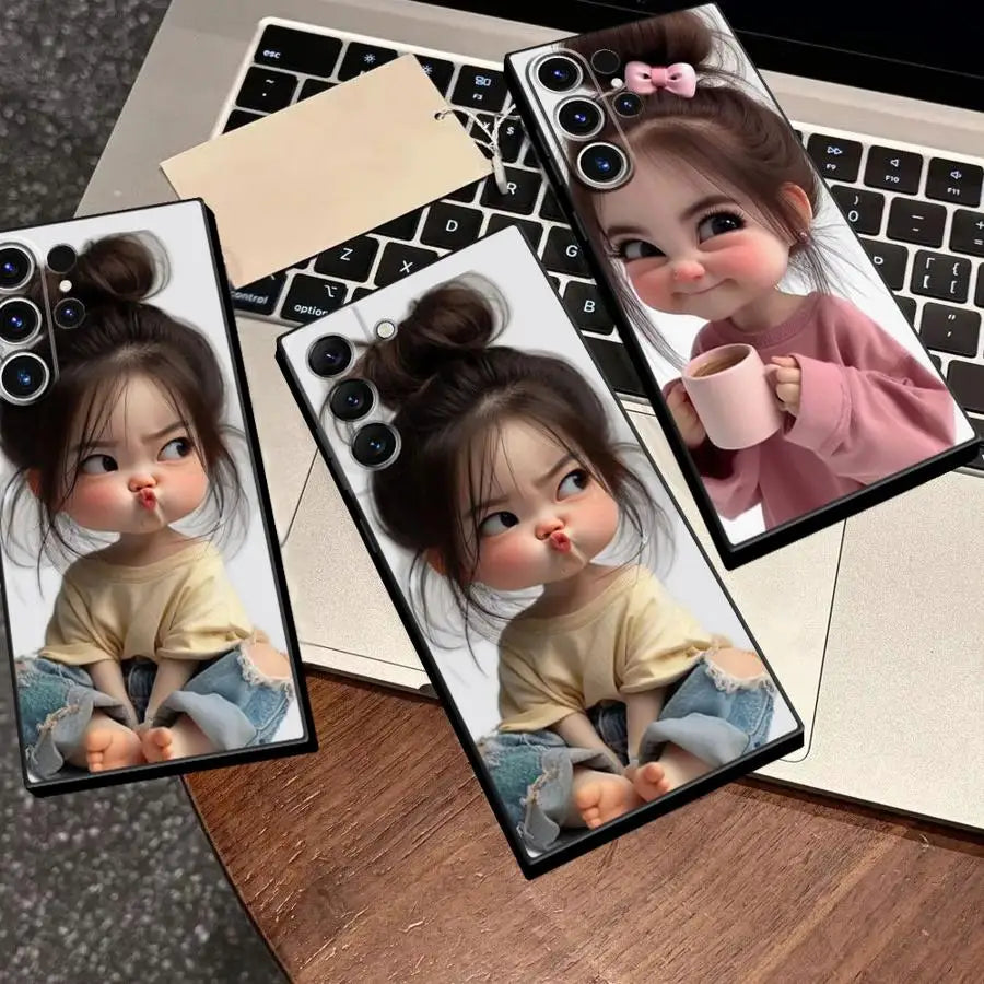 Pouting For Cuteness Girl Case for Samsung Galaxy S26 Ultra S20 FE S21 S22 Note 20 10 S25 Plus S24 S23 Phone Cover