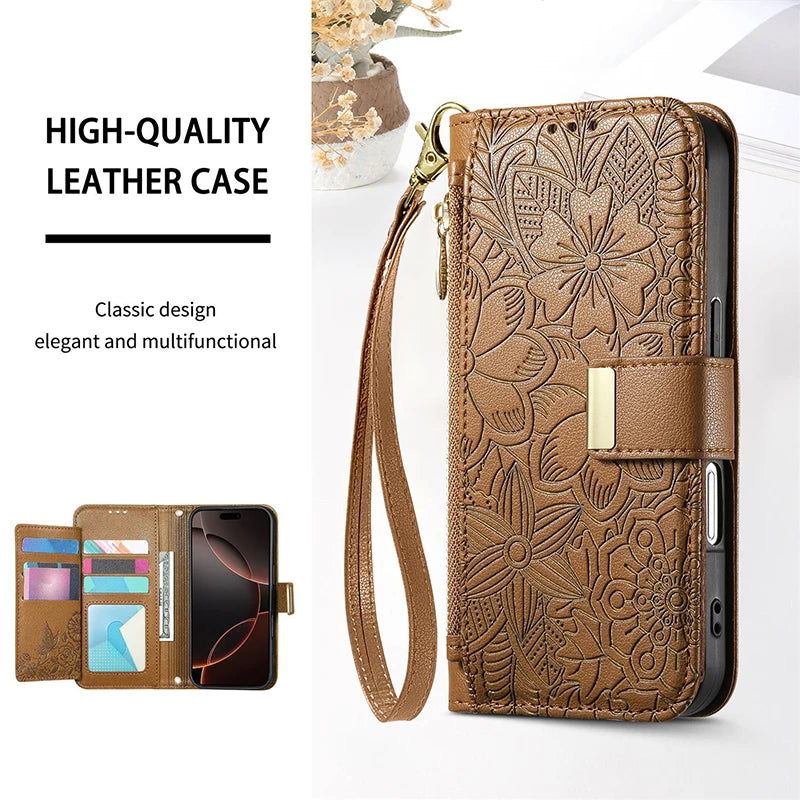 For Samsung Galaxy S26 S25 Ultra S24 S23 FE S22 Ultra Plus A05 A25 A57 A55 A56 A37 Leather Case Crossbody Card Wallet Flip Cover