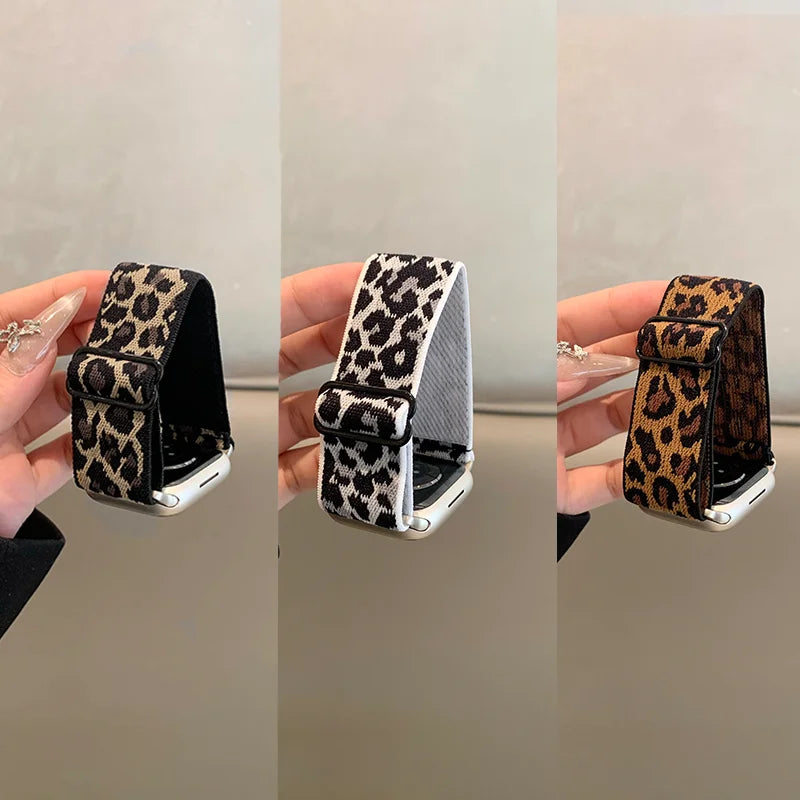 Leopard Band for Apple Watch Series 11 10 9 8 7 6 SE ultra 3 2 bracelet Adjustable Nylon Straps iWatch 44-42MM 46MM-45-49-41mm
