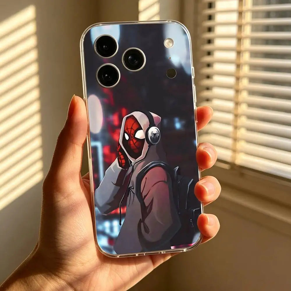 Classic-S-Spider-Man-S Phone Case For IPhone 17 16 15 14 Plus 13 12 11 Pro Max Phone Back Cover Transparent Shockproof Cover