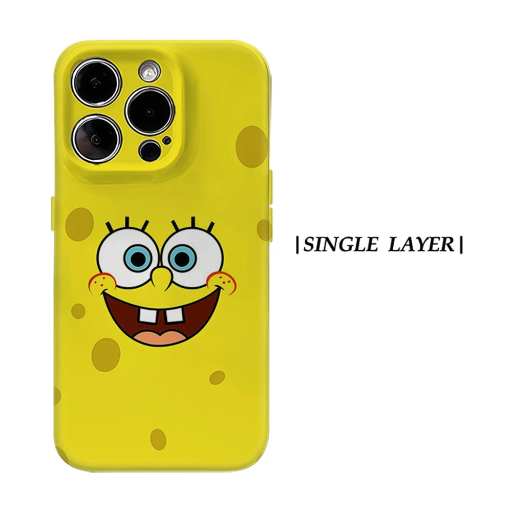 Cartoon S-SpongeBobS Phone Case For Magnetic Phone Case for IPhone 17 16 15 14 13 Pro Max Plus Single Double-layer tough Case