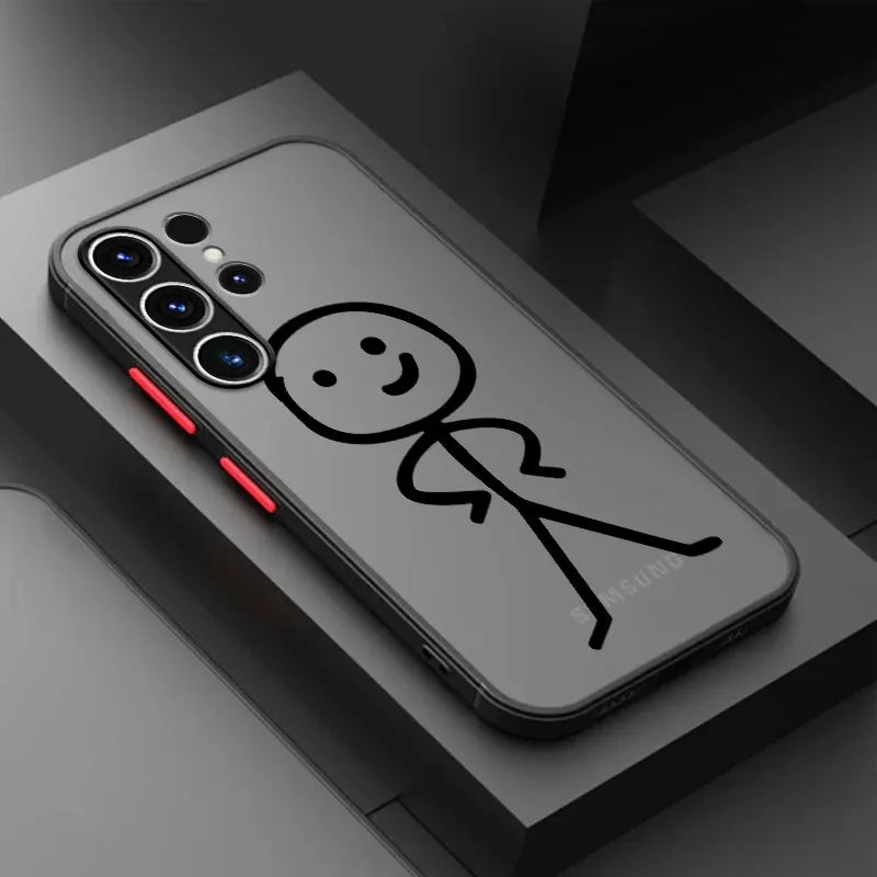 Cute Funny Matchman Phone Case For Samsung S23 S22 Ulrta 5G S21 FE S20 Plus S10e Soft Silicone Edge Cover Matte PC Capas Fashion