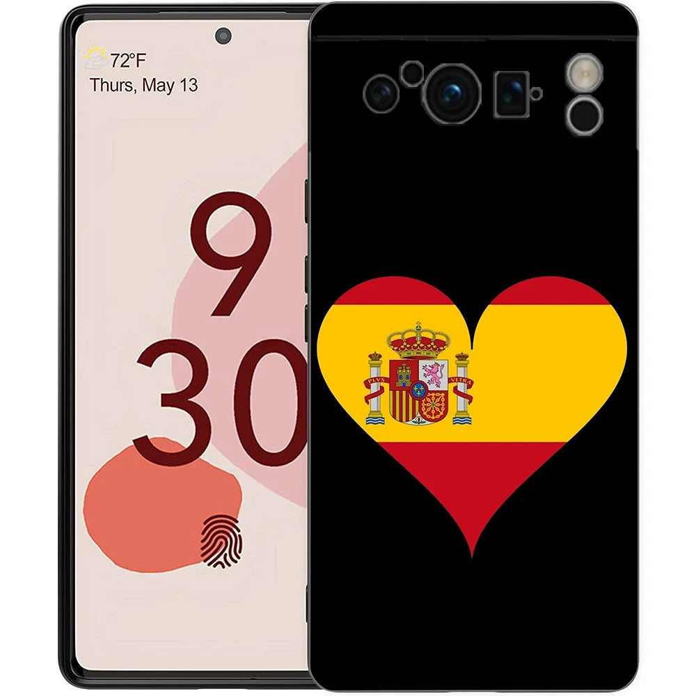 Spain flag Phone Case For Google Pixel 10A 10 9 8 7 6 Pro XL 9A 8A 6A 7A 5G Soft Shockproof TPU Black Cover
