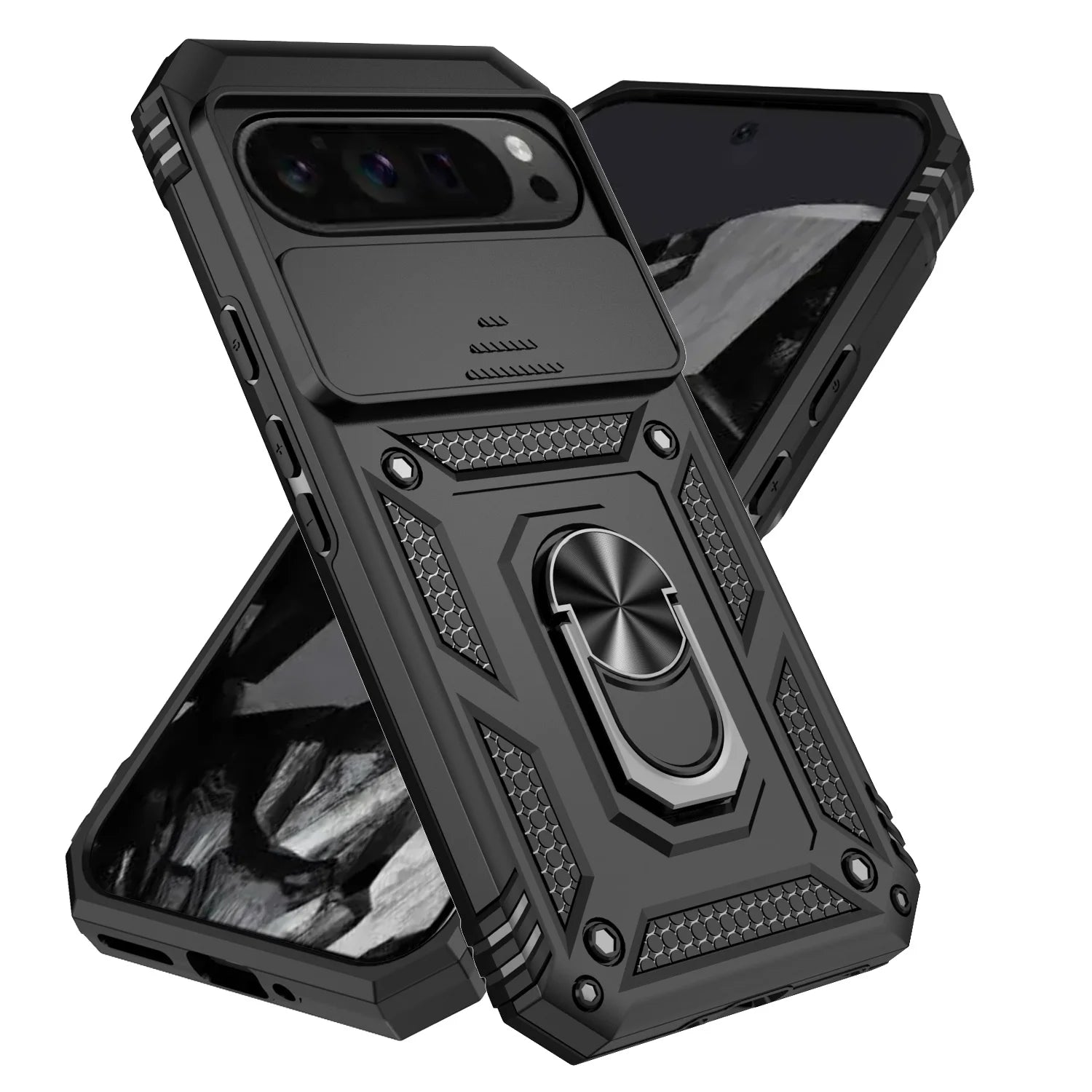 Armor Ring Bracket holder Case for Google pixel 10 Pro 9 ProXL 8 7 6 Pro XL 10A 9A 8A 7A 6A Shockproof lens Slide Protect Cover