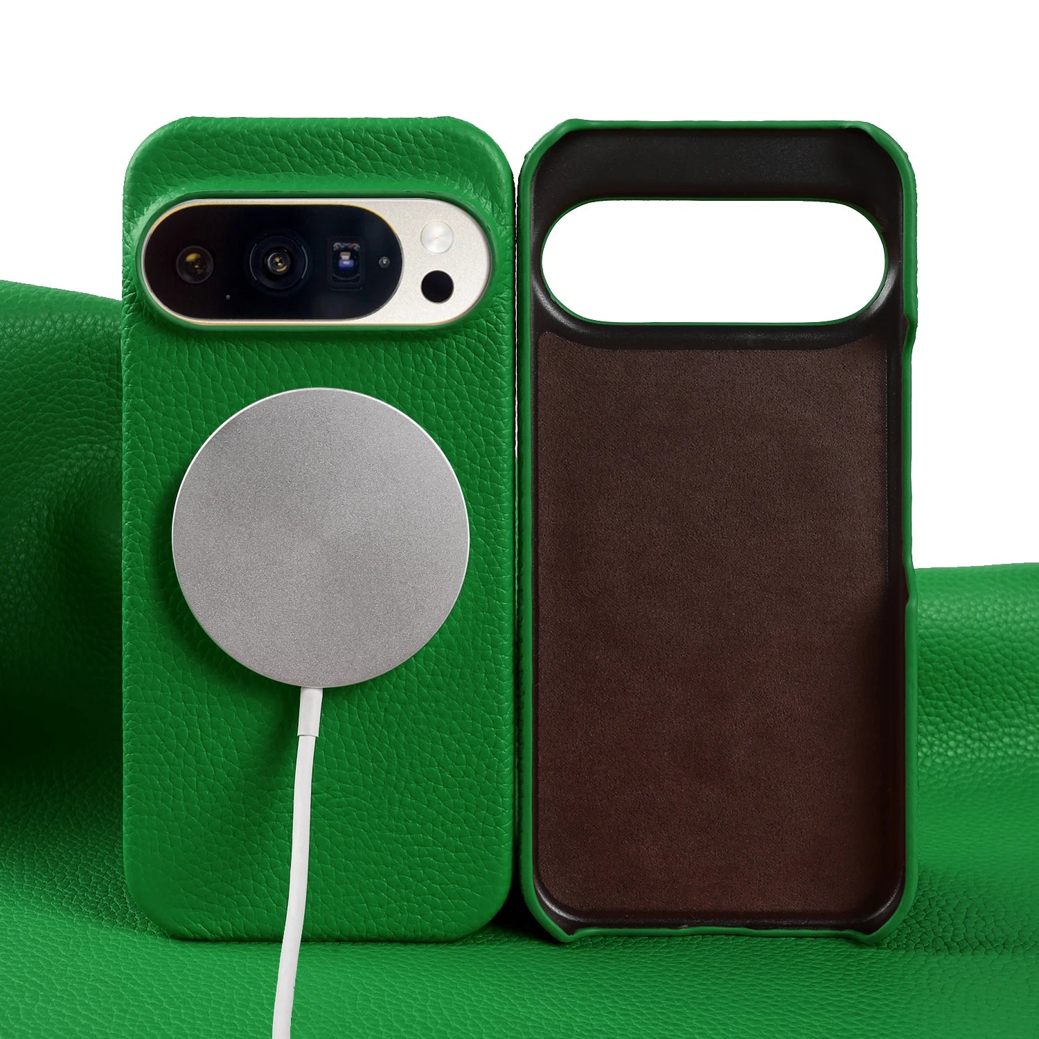 For Magsafe Magnetic Lychee Genuine Leather Case For Google Pixel 10 Pro XL 9 8 7 6 5 9A 8A 7A 6A Back Cover Phone Cases Coque