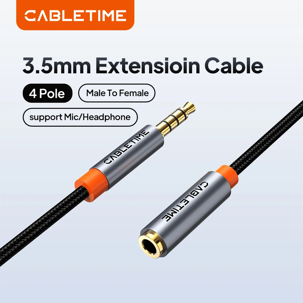 CABLETIME Jack 3.5 Aux Extension Cable Male to Female AUX Audio for Laptop Mini PC TV Xiaomi Huawei Stereo 3.5 MM Jack Headphone