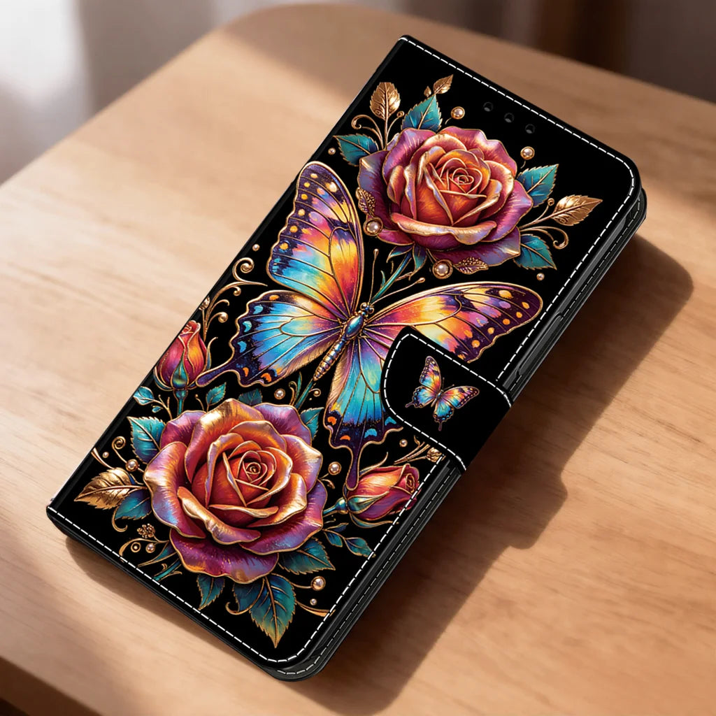 3D Magnetic Flip Leather Cover Wallet Case For iPhone 17 17e 16e 16 15 14 13 12 11 X Xr Xs 8 7 6 6s SE Mini Air Pro Max Plus