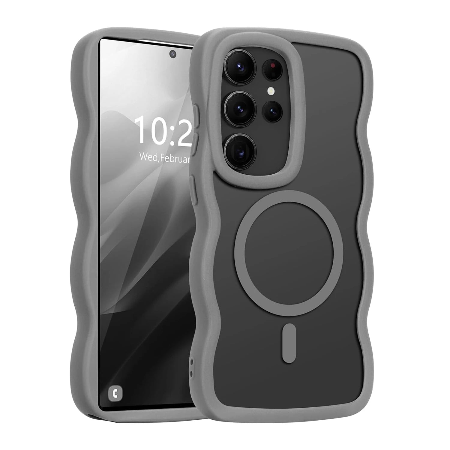 Luxury Wavy Frame Matte Case For Samsung Galaxy S26 S25 S24 Ultra Plus Edge S 26 A56 A36 Magsafe Charge Shockproof Armor Cover
