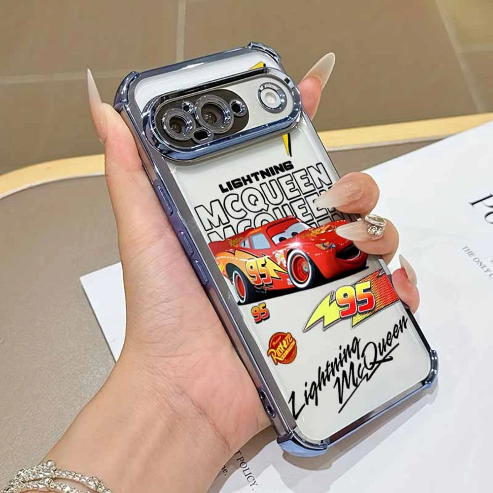 Cars Lightning McQueen Phone Case For Google Pixel 10A 9A 9 8A 8 7A 7 Pro XL Plating Drop-proof Transparent Soft Cover