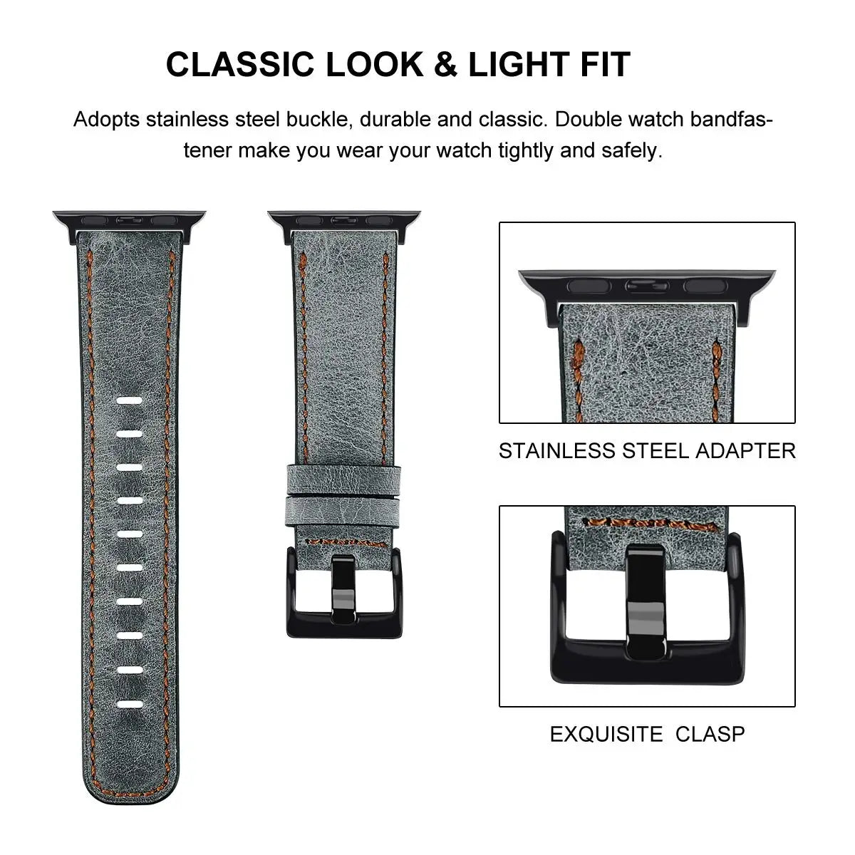 Leather Strap For Apple Watch Band 44mm 40mm 45mm 41mm 42mm 38mm 46mm 49mm bracelet Correa iWatch Series 10 9 8 Ultra 2 se 7 6 5