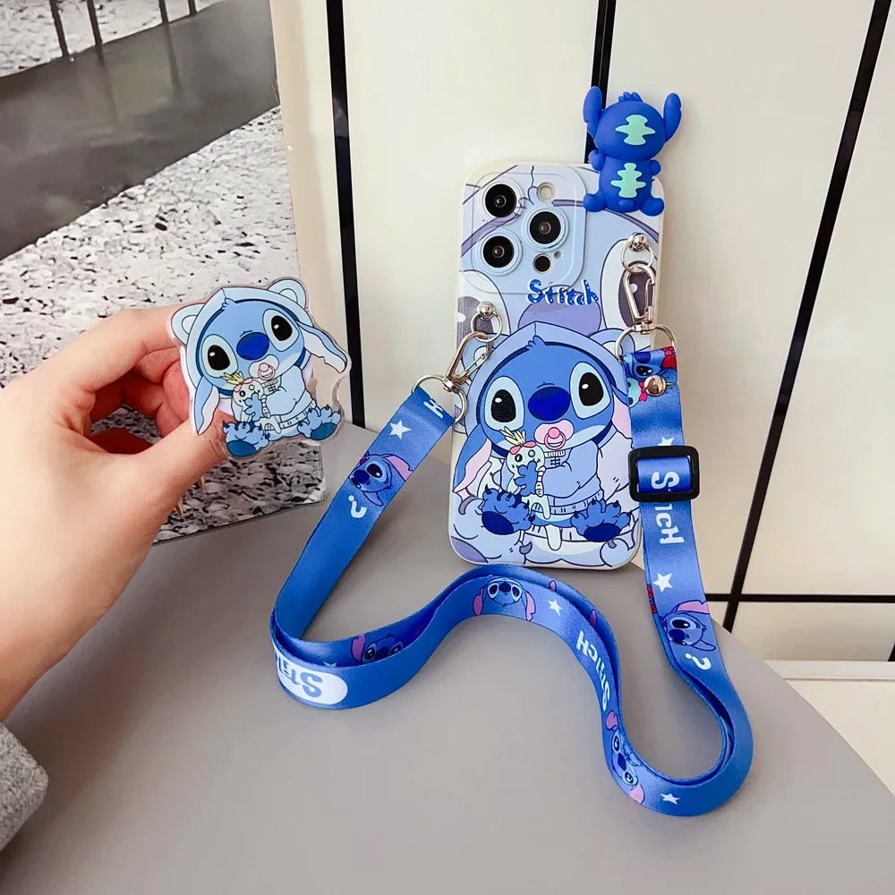 For Samsung Galaxy S20 S21 S22 S23 S24 S25 Plus Ultra FE Edge Maid stitch Case Pacifier Stitch Case With Holder Rope