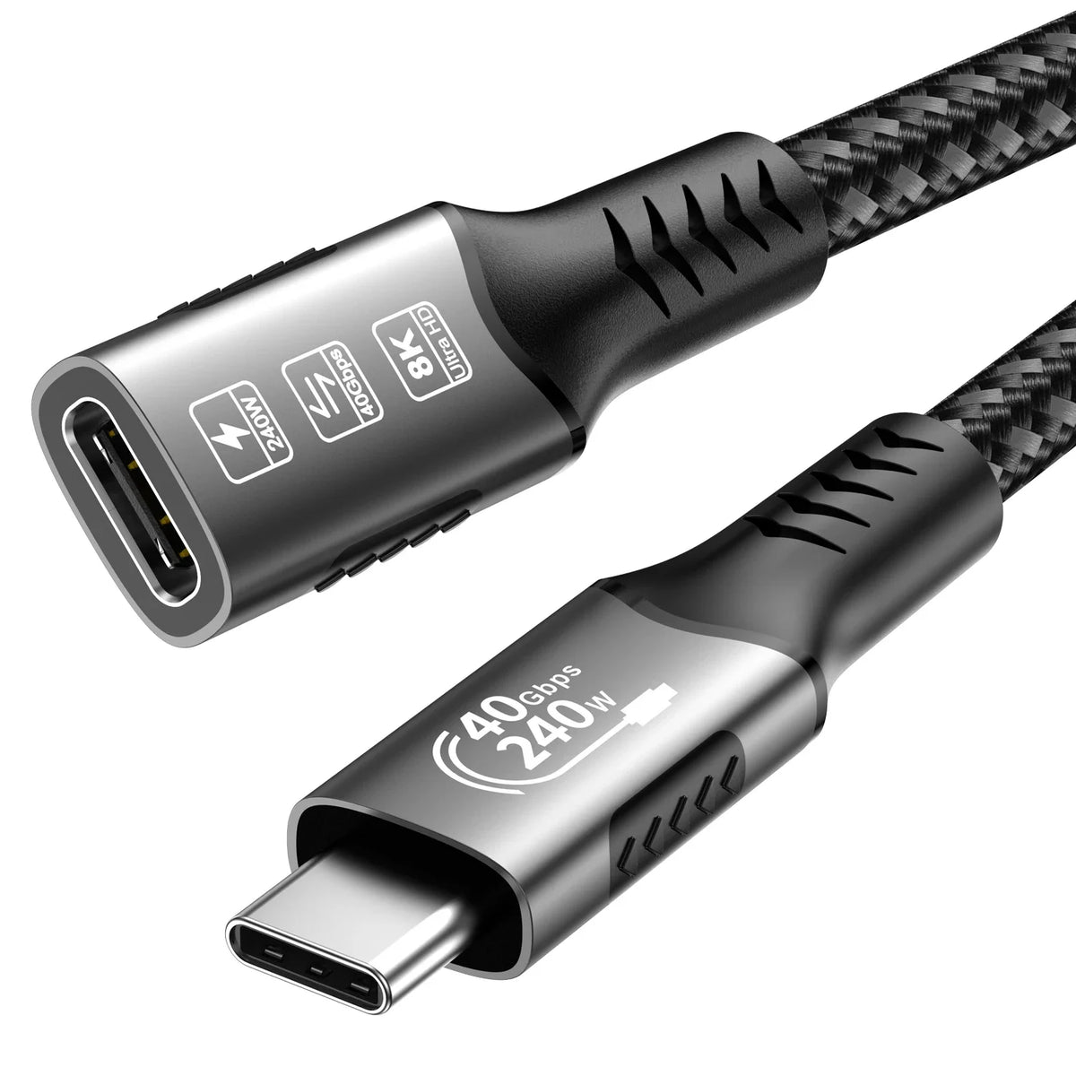 8K USB C Extension Cable Type C Extender Compatible For Thunderbolt 4/3 USB4.0/3.2/3.1 Fast Charging for MacBook Laptop Huawei