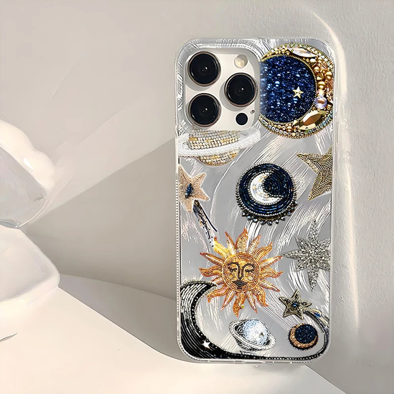 Gold Pink Blue Star Moon Sun Planet Case For Samsung Galaxy S26 S25 Ultra S23 Plus S24 FE S22 S21 S20 FE A56 A55 A54 A35 Cover