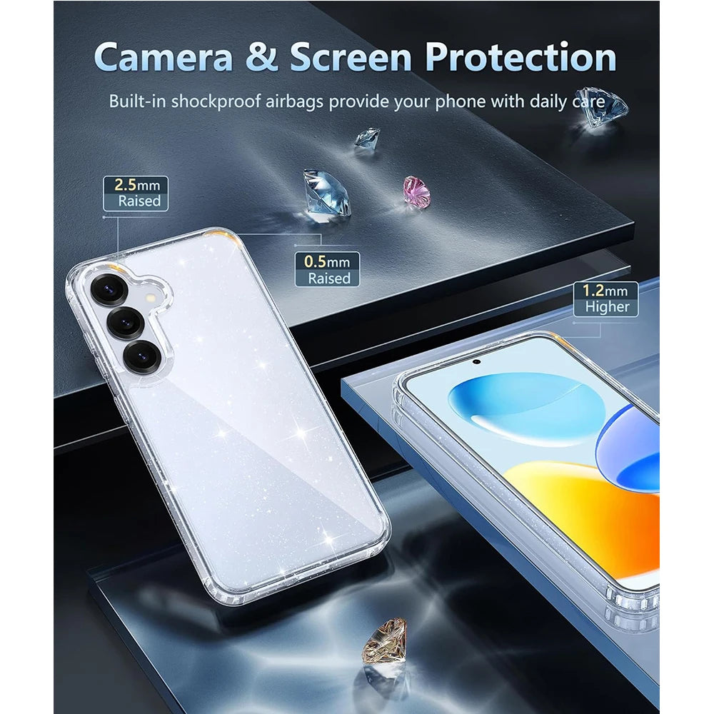 Soft Glitter Case For Samsung Galaxy S26 S25 Edge FE S24 Ultra S23 Plus S22 A56 5G A36 A26 A16 A06 A55 Phone Cover Accessories