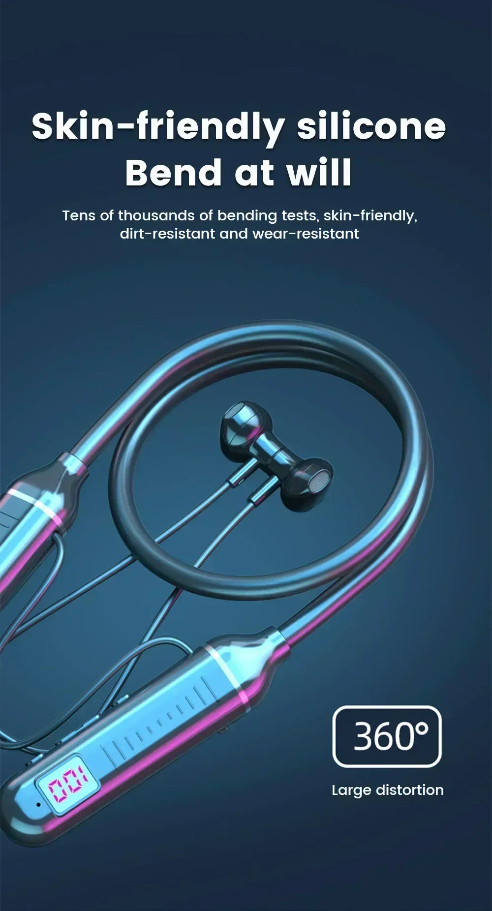 K58pro Wireless Earphones Bluetooth 5.3 Neckband Headphones Gaming LED Display HIFI Headset Sports TWS Earbuds With Mic TF Card