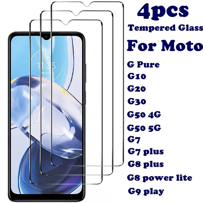 4PCS Tempered Glass on For Motorola G10 G20 G30 G50 4g 5g G7 G8 Plus Power G9 Play Gpure Screen Protector for Moto G Pure Glass