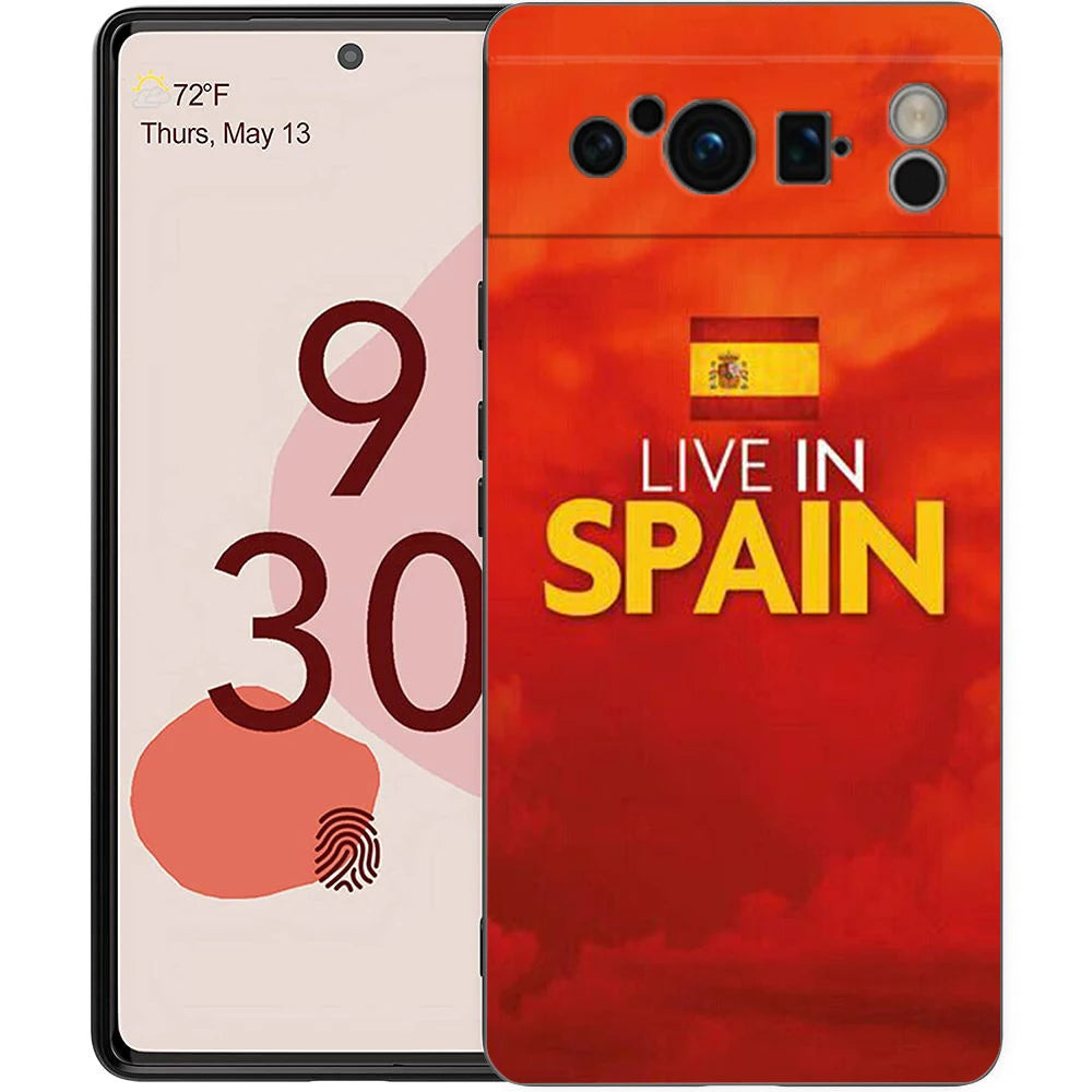 Spain flag Phone Case For Google Pixel 10A 10 9 8 7 6 Pro XL 9A 8A 6A 7A 5G Soft Shockproof TPU Black Cover