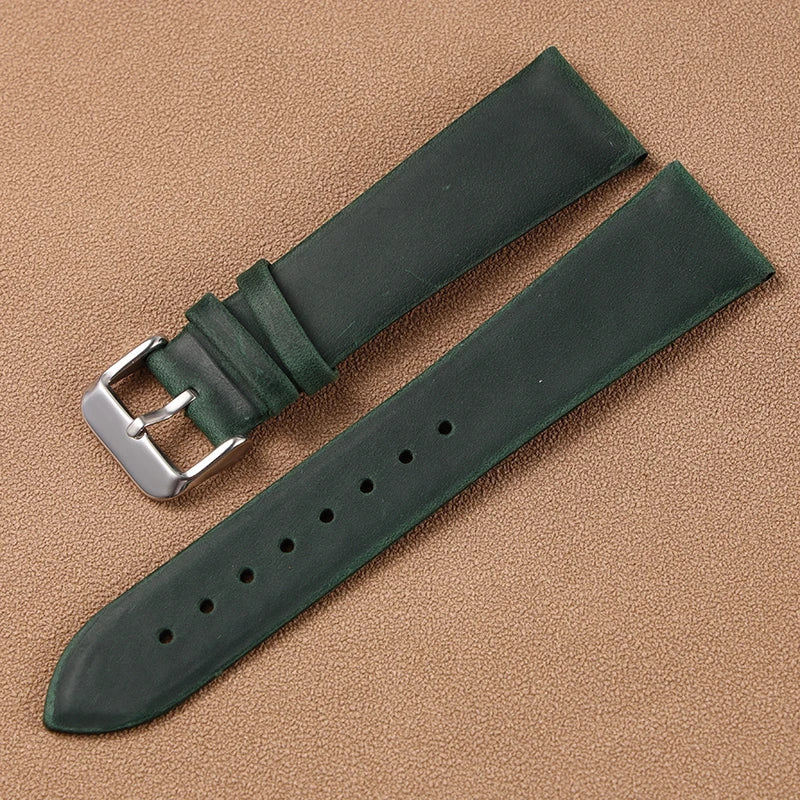 Vintage Handmade Genuine Leather Watchband 18 20 22MM Old Brown Black Soft Men's Watch Strap