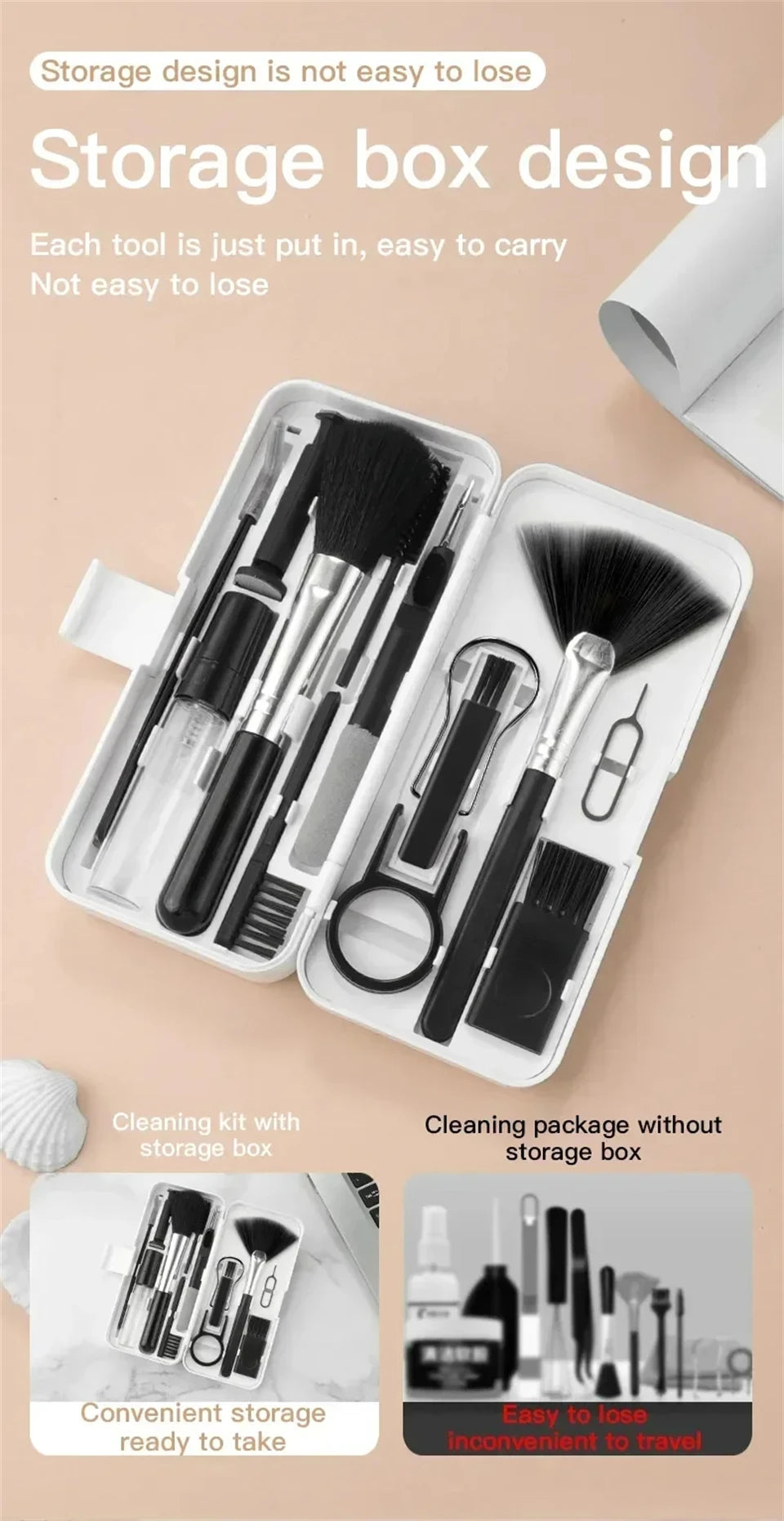 mobile phones cleaning kit are suitable for cleaning dust and stains on screens of mobile phones, cameras, laptops, tablets, etc
