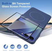 Hinge Protection Phone Case For Samsung Galaxy Z Flip 8 7 6 5 4 3 Magnetic Wireless Charging Case With Built-in Glass Film