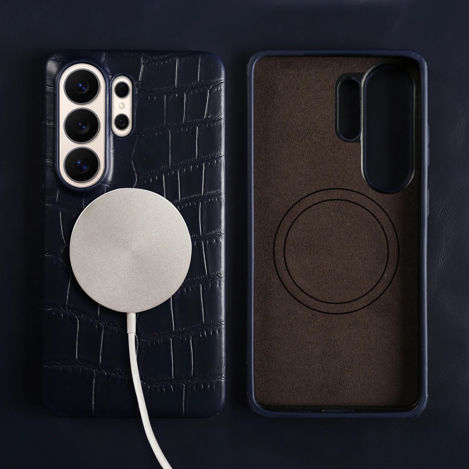 For Magsafe Magnetic Genuine Leather Case For Samsung Galaxy S26 Ultra S25 FE S24 Plus S23 S22 Ultra Phone Back Cover Case Coque