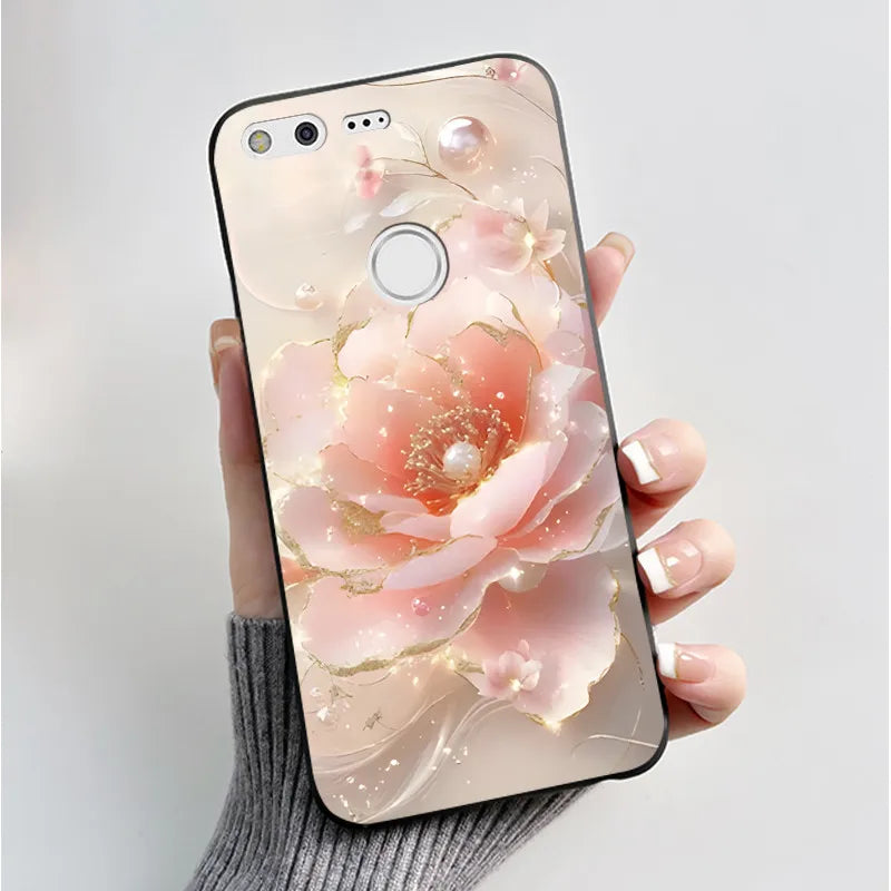For Google Pixel XL Case Luxury Fashion Butterfly Flowers Black Soft TPU Silicone Back Cover For Google Pixel 1 1XL Phone Cases