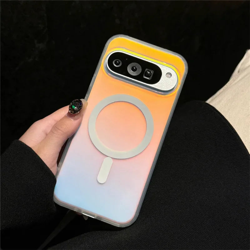 For Google 9/10 Pro XL Protective Phone Case Matte Material Phone Case With Laser Rainbow Gradient Simple and Fashionable Style.