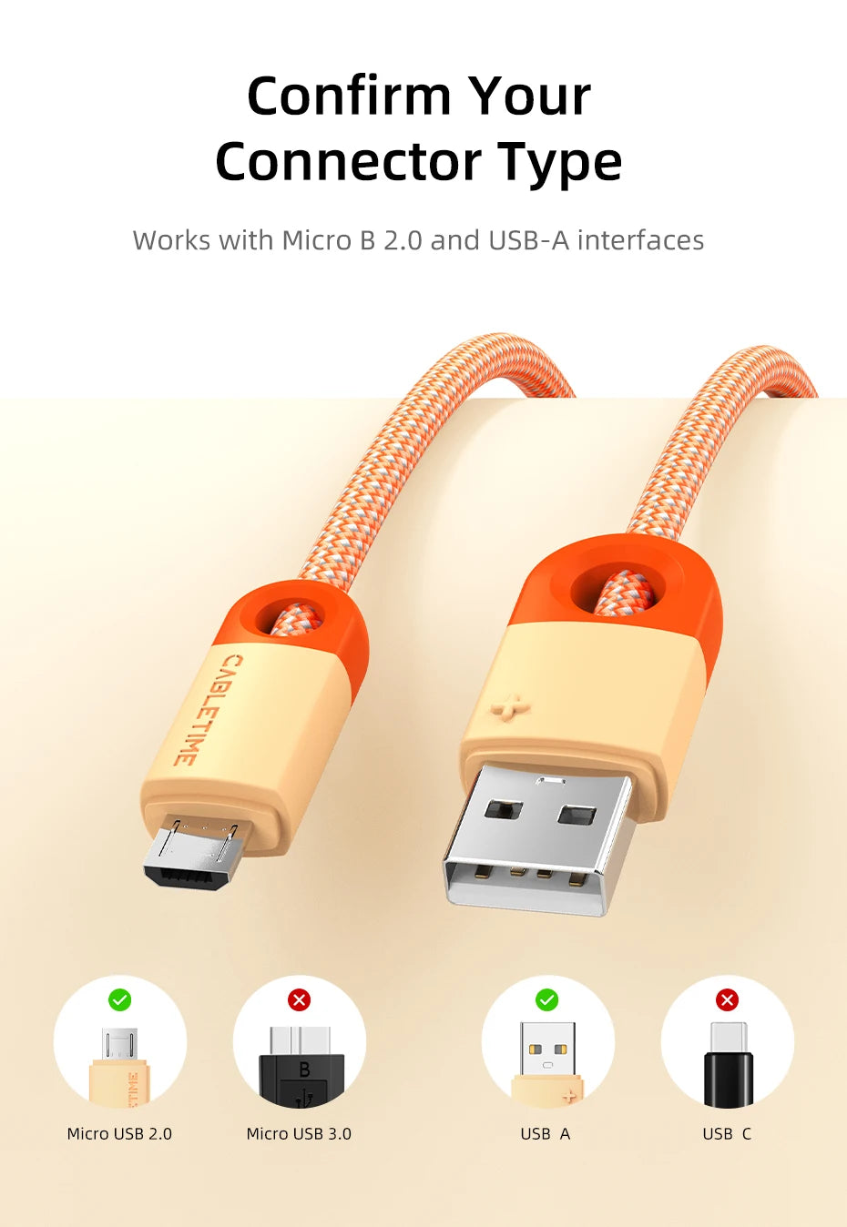 CABLETIME Micro USB Cable 3A  Fast Data charge Mobile Phone Micro USB Cable  for Xiaomi 10 Redmi Huawei LG Data Cable Cord