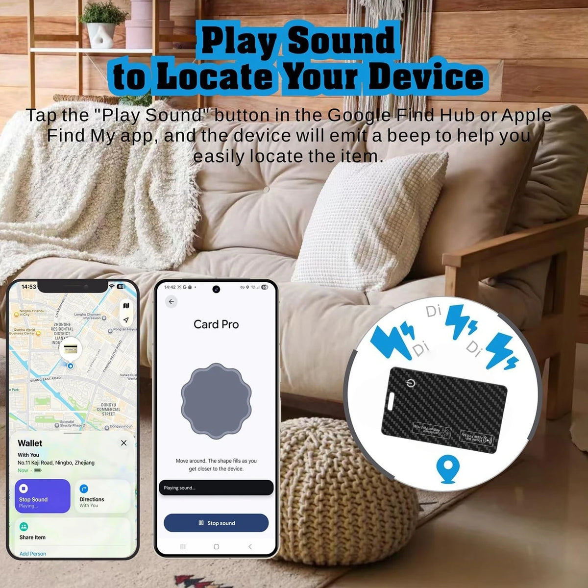 Smart Wallet Tracker Card, Works with Apple Find My & Android Find Hub, IP68 Waterproof Item Locator with 70dB+ Loud Alarm, 3-5 Months Ultra-Long Battery Life, App Notifications, Historical Tracking & Multi-User Sharing