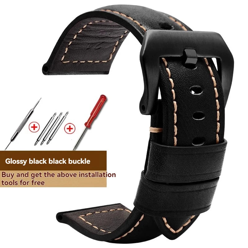 For Panerai Fossil SEIKO TISSOT Watchband Genuine Leather Bracelet male Frosted cowhide Strap Watch band 22 24mm 26m Accessories