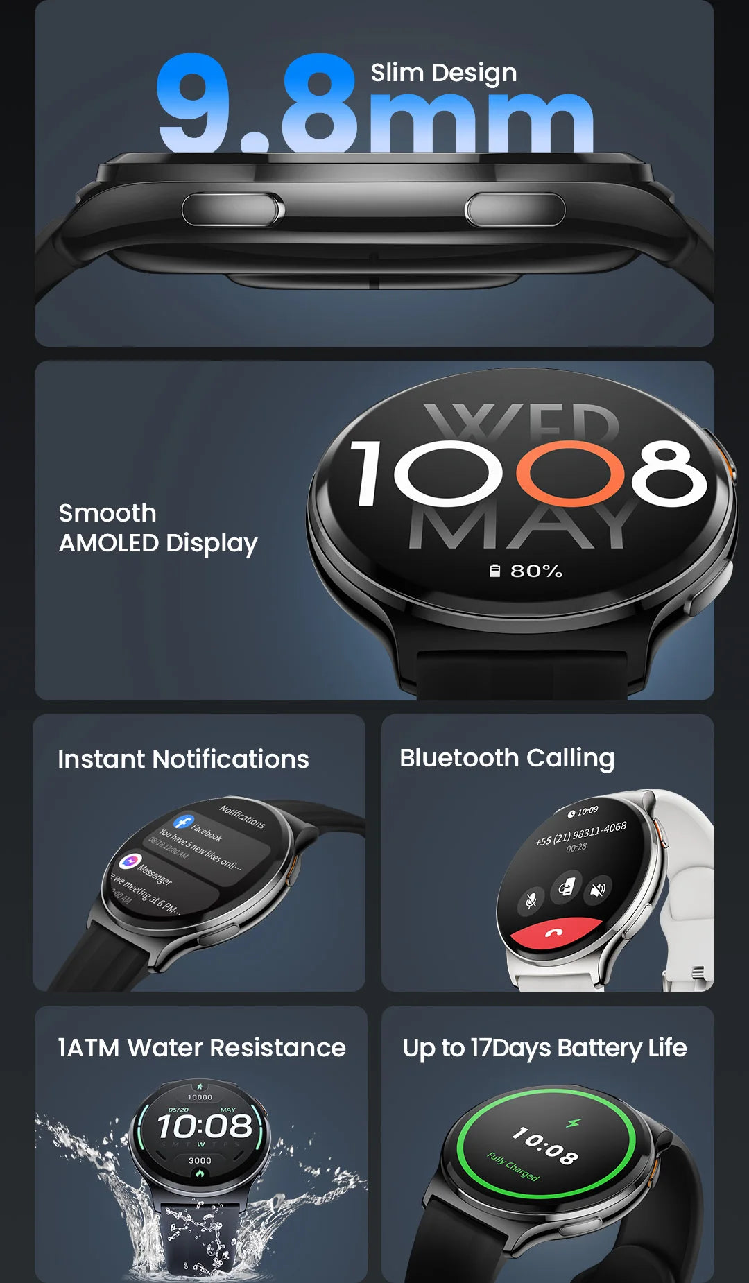 HAYLOU Solar Lite 2 Smartwatch 1.43'' AMOLED Display 24h Health Monitoring 150+ Sports Modes Voice Calling Smart Watch 1ATM