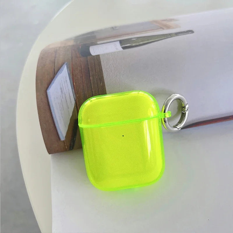 Fluorescent Candy Color Earphone Cover For Apple AirPods Pro 3 Air Pods 4 2 1 Crystal Clear Soft TPU Transparent Protective Case
